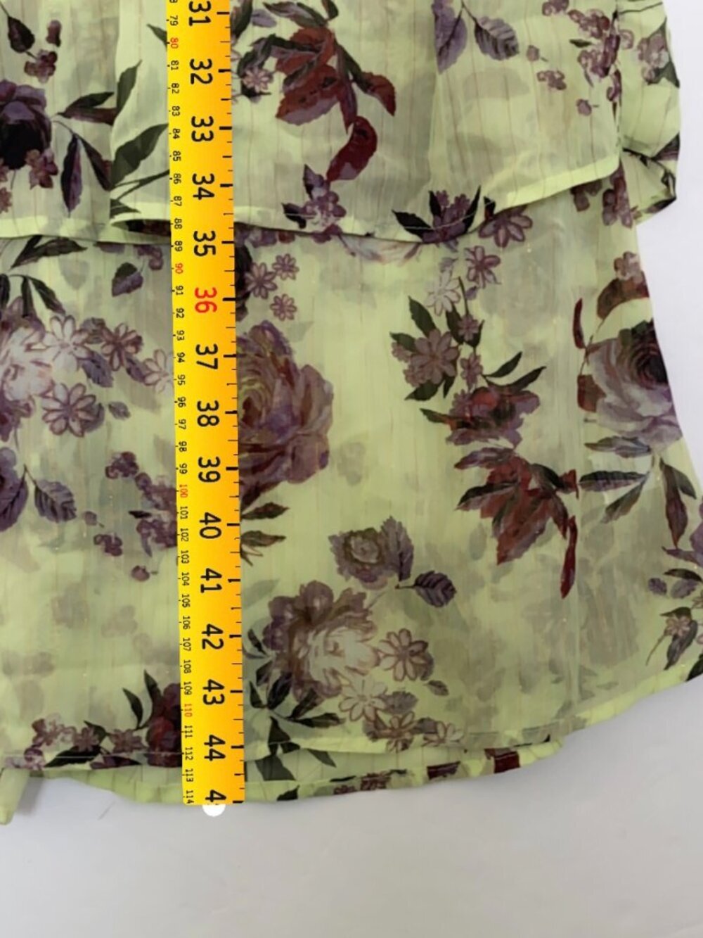 Fourteenth Place Ella Tiered Chiffon Green Floral Dress XS NWT Forest Fairy - Picture 9 of 10